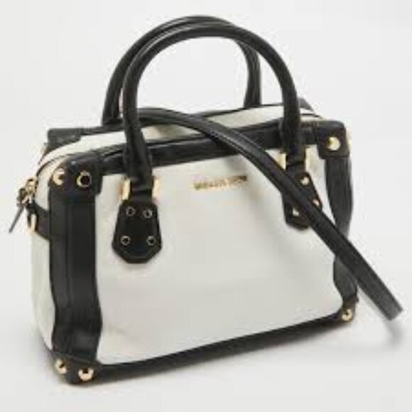 NWT Michale Kors Taryn Small Black & White Satchel - Picture 1 of 12